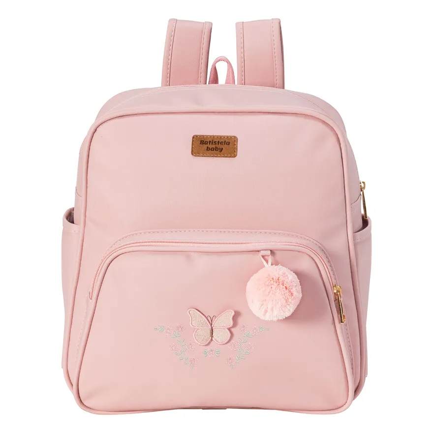 Mochila Borboleta Rosa com Pompom - Batistela Baby