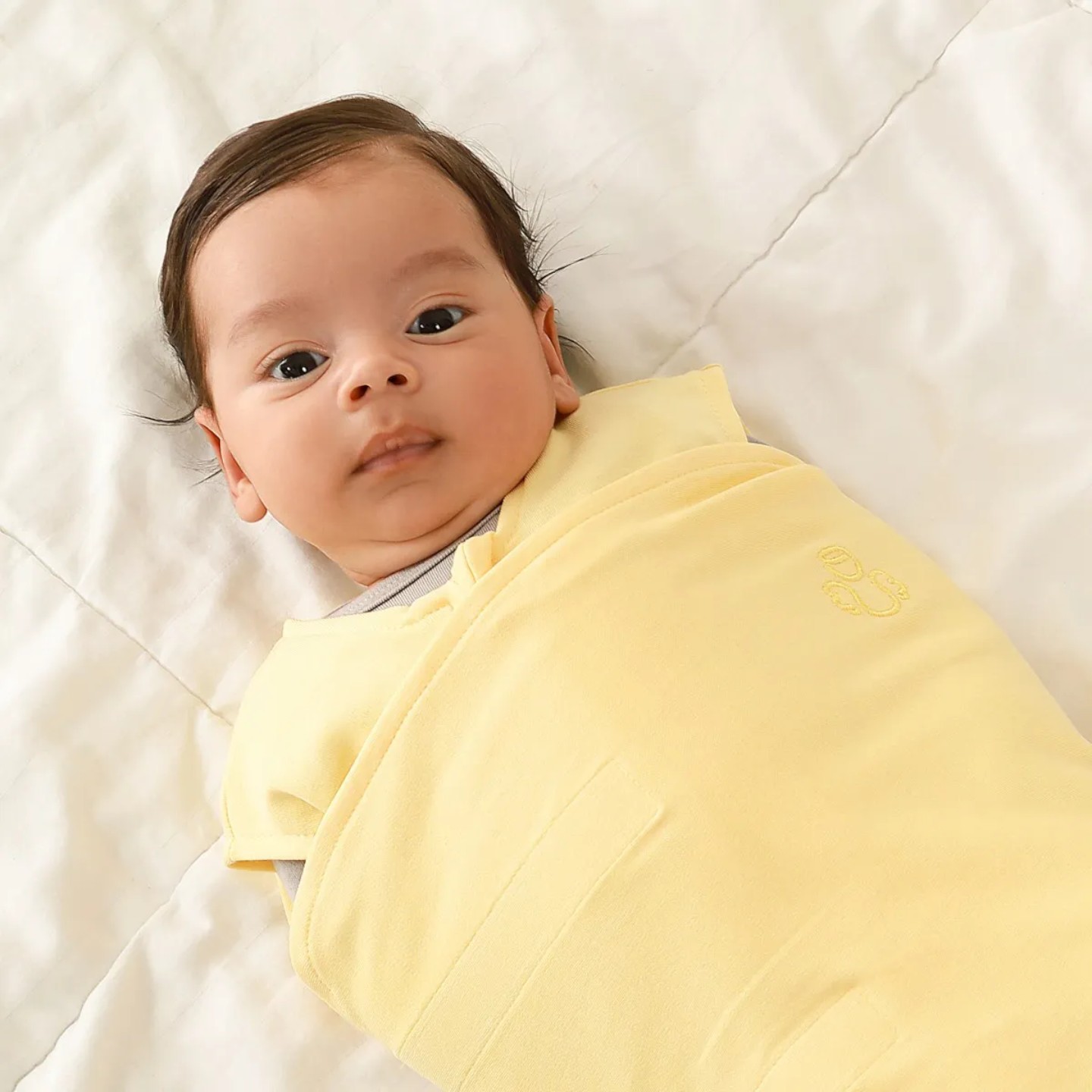 Saco de Dormir Swaddle em Algodao Egipcio Amarelo Primavera Verao